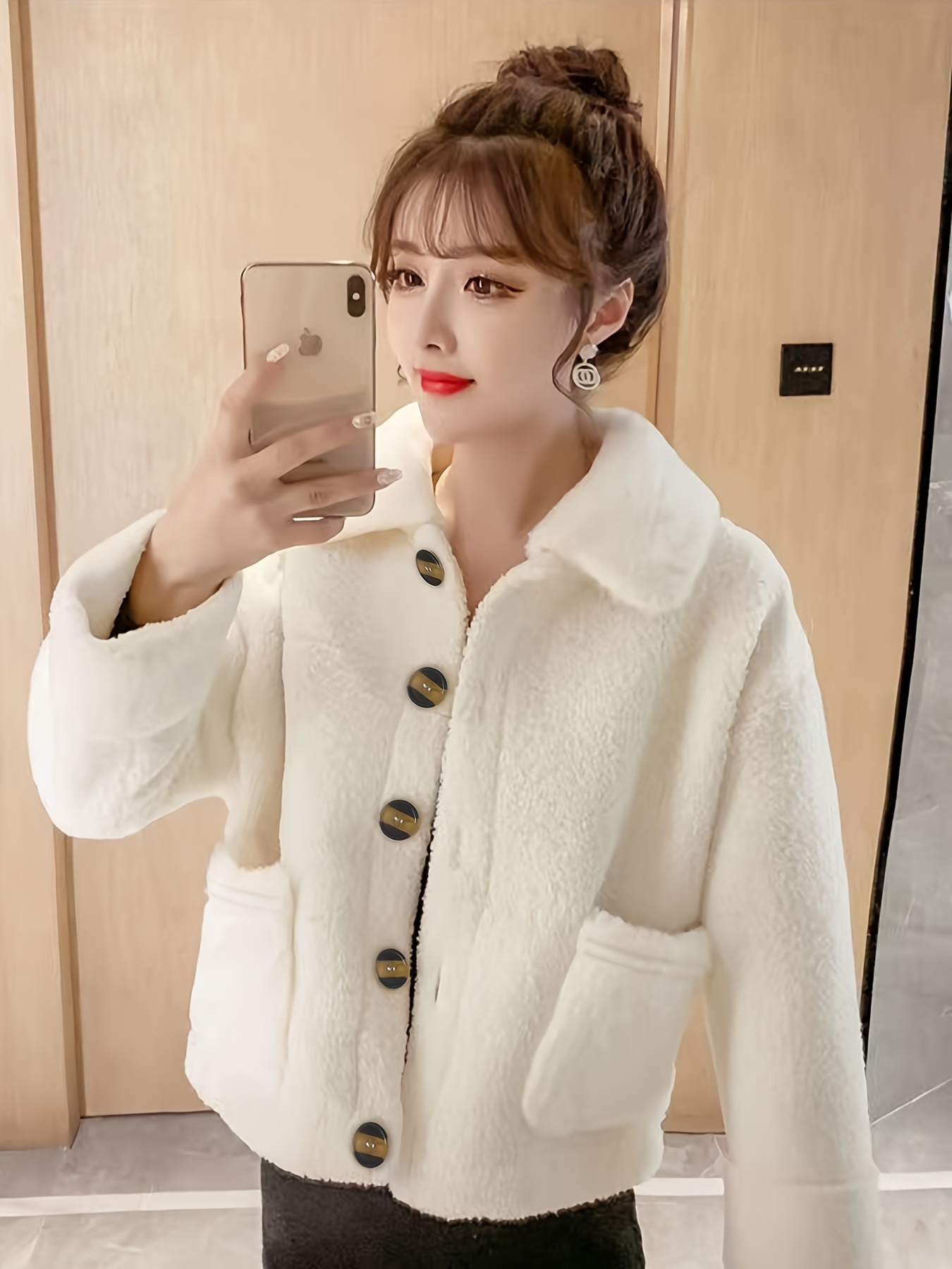 Winter Fur Jacket Long Sleeve, Autumn and Winter Outerwear - Women's Clothing