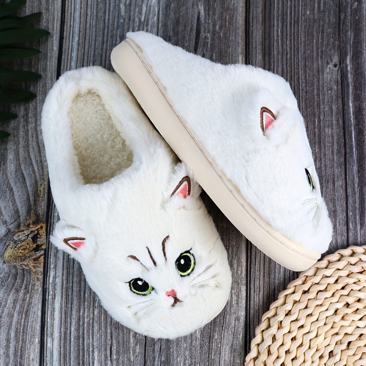 zapatillas diseño gato lindo cómodas pantuflas peluche Temu Colombia