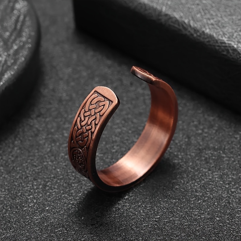 Copper Geometric Cloud Pattern Open Cuff Ring, Daily Wear Accessory
