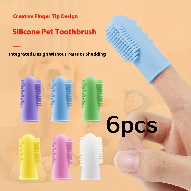 Image of 6-pack Soft Pet Finger Toothbrushes For Cats And Dogs, Oral Hygiene Cleaning Tools, Universal Finger Brush Set For Pet