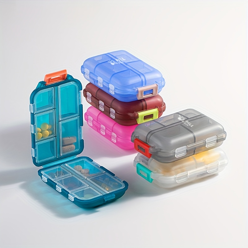  portable 7 compartment organizer for medication vitamins jewelry earrings clear plastic  