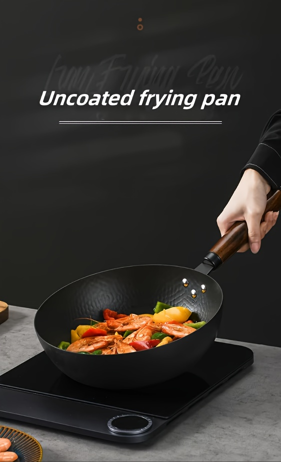 1pc   cast iron wok 11   non stick deep frying pan   induction compatible for gas electric halogen cookers versatile kitchen cookware details 1