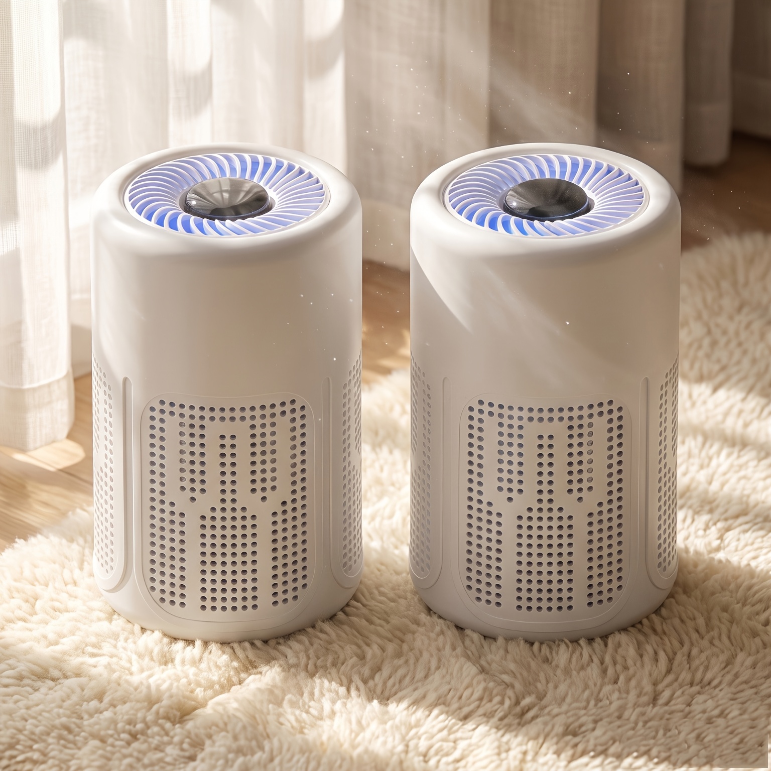 TEMU 2pcs Suitable For Home, Portable Hepa & Activated Cleaner With Odor Eliminator, Compact Desktop Air Purification System For Smoke, Dust, Pollen