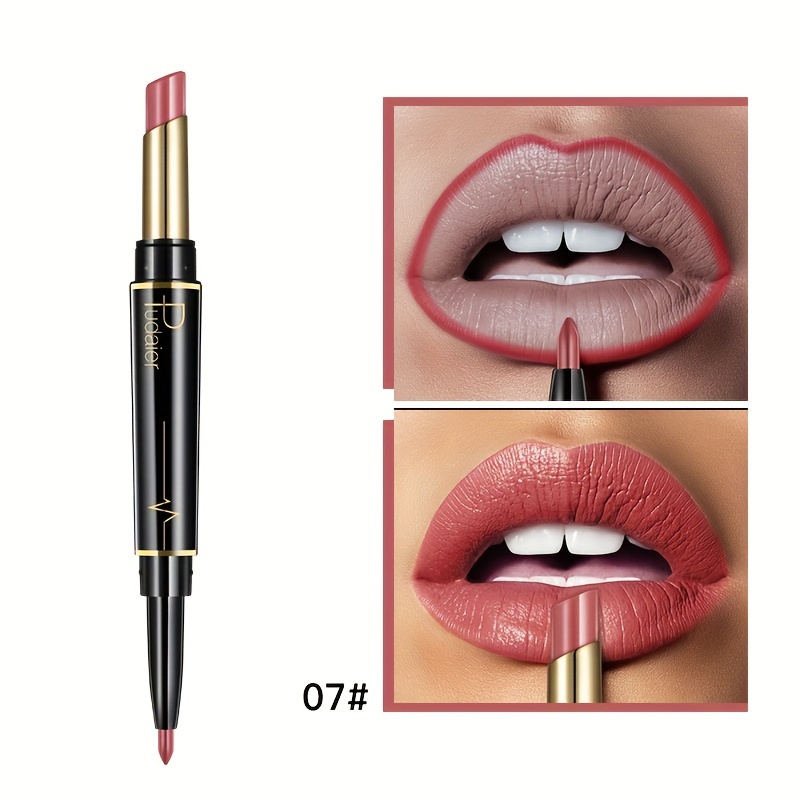 Image of Pudaier 15 Color 2-in-1 Double-ended Lipstick & Lip Liner- 24 Hour Long Lasting, Waterproof, Cup, Makeup Tool With Vibrant Colors Suitable For Tones And Skin Types- Gift & Daily Makeup
