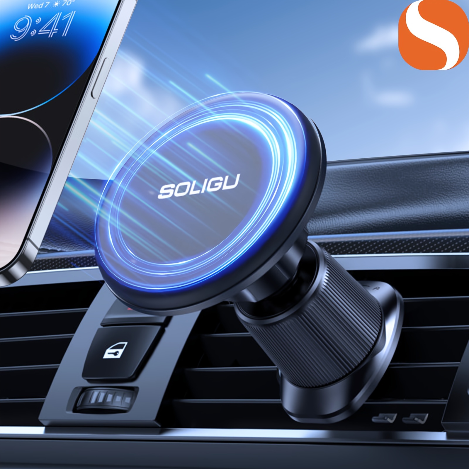 

Soligu , Strong Magnetic Phone Holder For Car Vent, 360° Rotation Hands Free Phone Holders For Your Car, Universal Air Vent Car Cell Phone Holder Mount For Iphone & All Phones