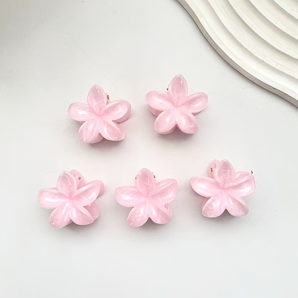 E-shop 5er-Pack Mode Rosa 3D Blumen Eierdruck Haargriber für Damen Party Haarverzierungen