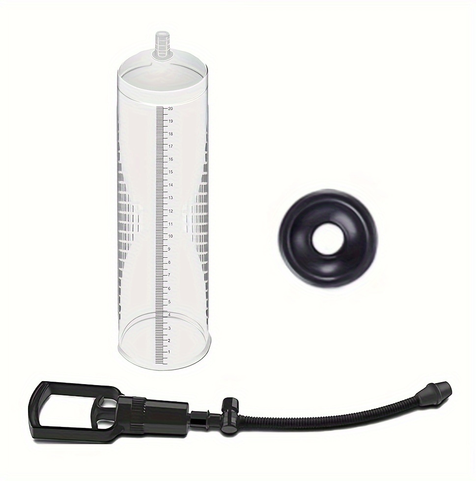 1pc 7.28 Inch Manual Vacuum Penis Pump Training Penis Exerciser Penis Stretching Trainer Men's Sex Toys With Different Size Sleeves
