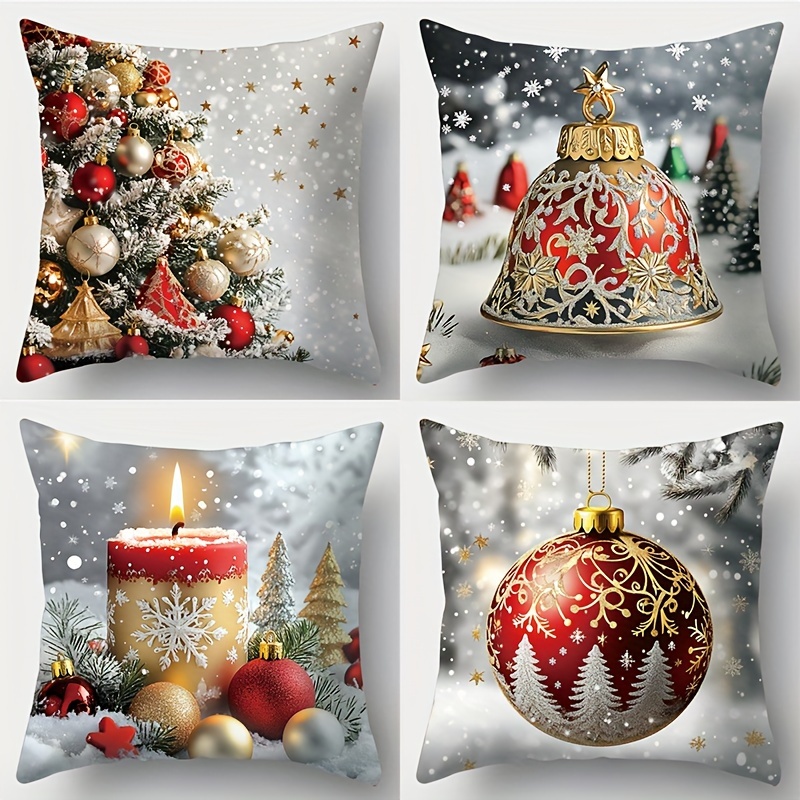 

4pcs, Christmas, New Art Inlaid Decoration Christmas Tree, , , Hanging Pattern Pillowcase, Waist, 17.72 X 17.72 , Decoration, Decoration, Living Decoration, Sofa Decoration, No