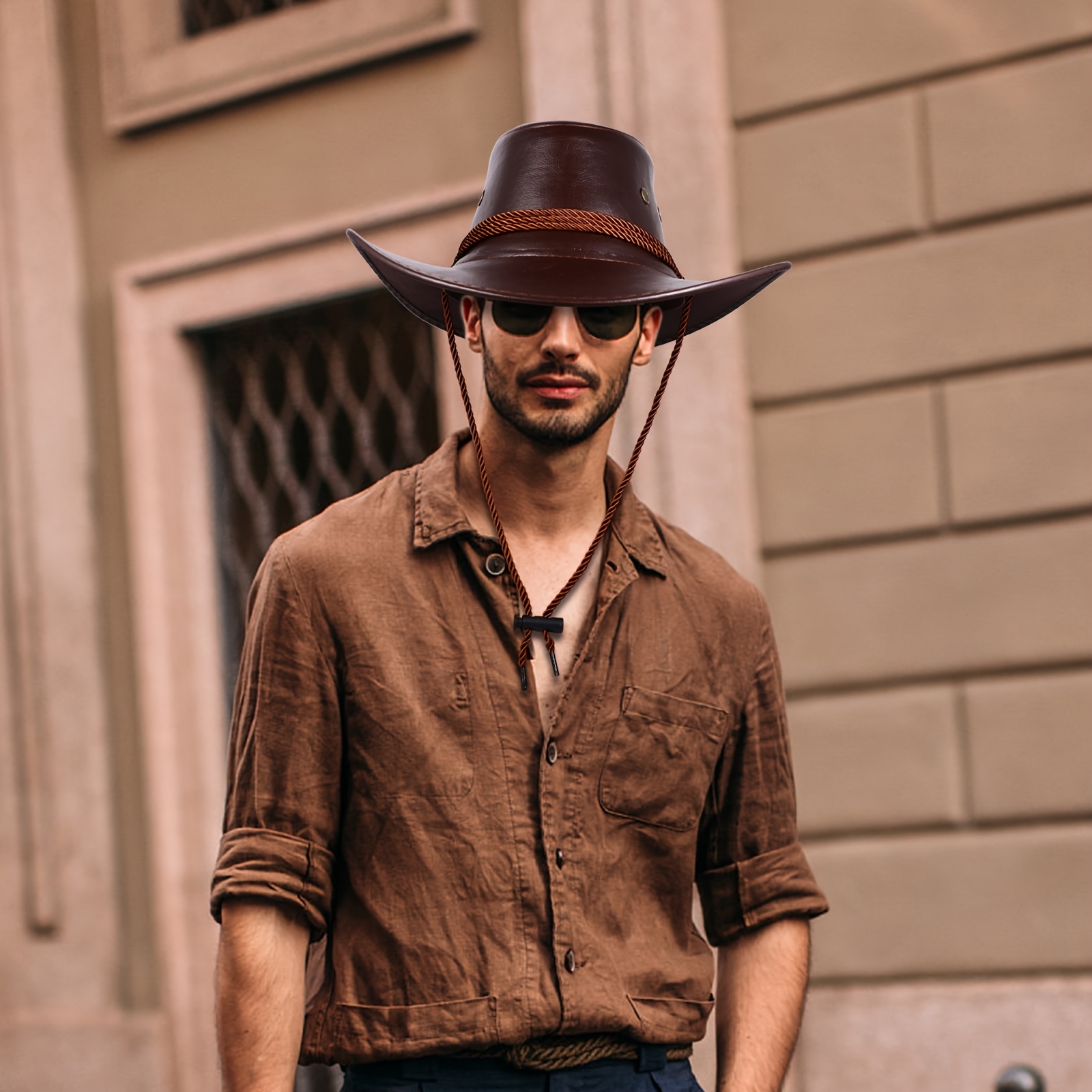wide curly brim western cowboy hat suitable men women glossy  display picture 2