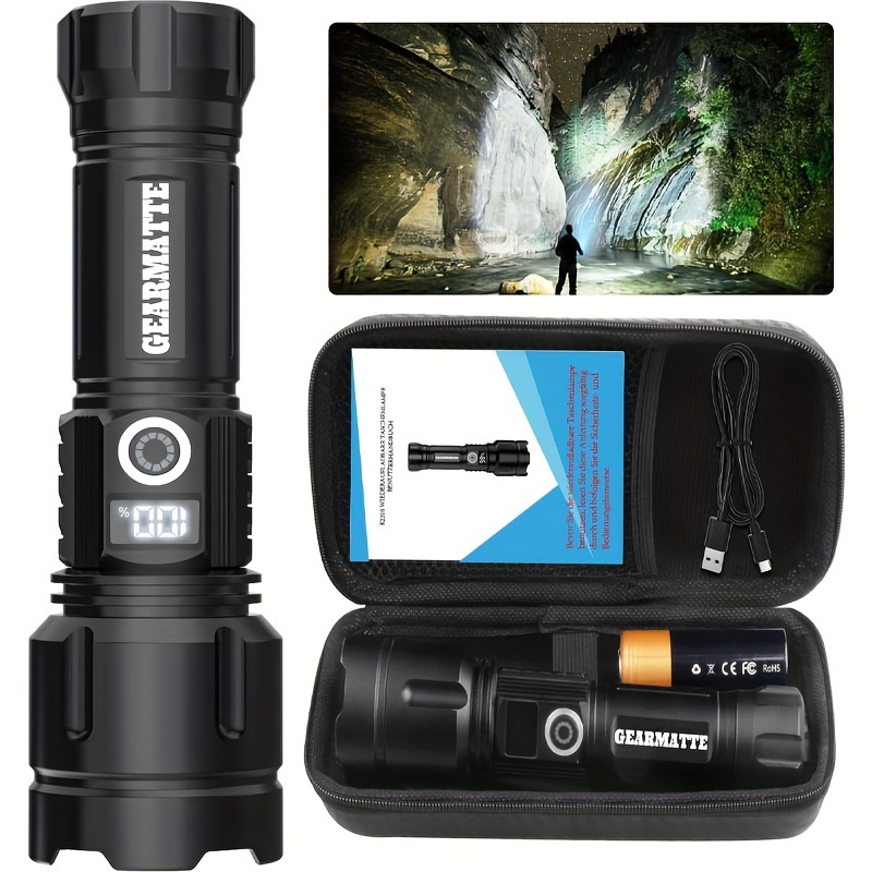 

Led Flashlights High , Led Flashlight Usb Rechargeable With Power Display & 5000mah, 5 , For Emergencies, Hiking, Camping