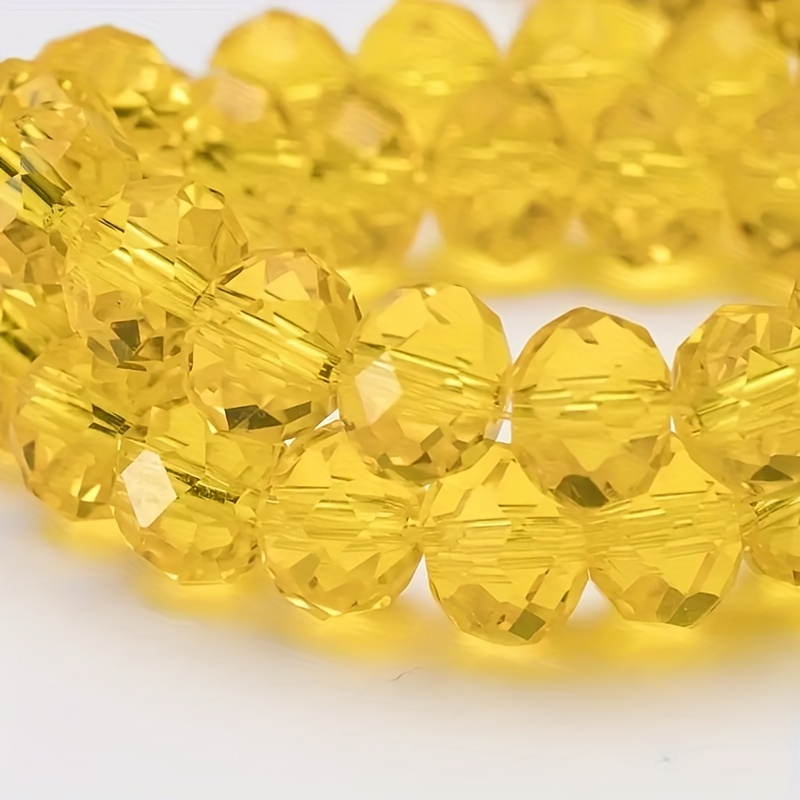 

Crystal Beads Set - 115/85/62pcs, Yellow Transparent Glass, Assorted Sizes (4/6/8mm) For Making - Bracelets, Earrings, Necklaces - Craft Supplies