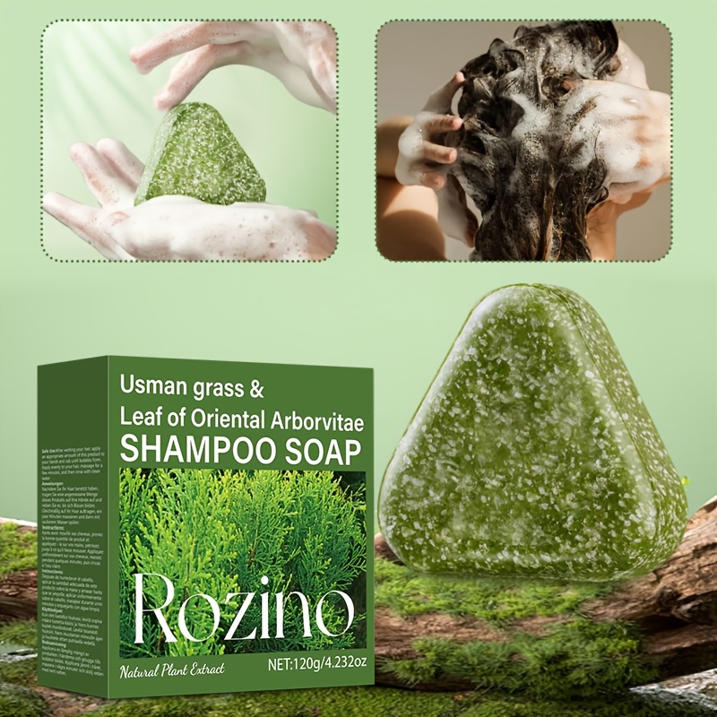[Fluffy And Oil-Control] * Grass And Platycladus * Leaf Shampoo Soap,  Cleanses, Removes Loose Dandruff, Repairs Split And Damaged Hair, Making *  More *.Suitable for Dry, Split Ends, Oily, And Easy to ...