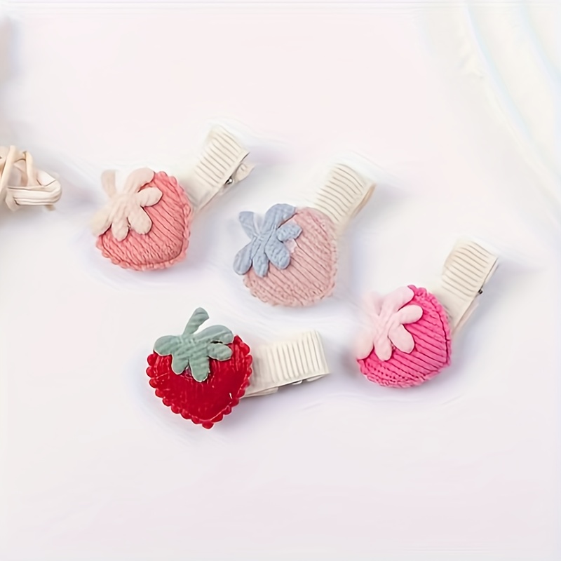 4pcs Of Multi-colored Strawberry Soft Hair Clips, Cute And Sweet Headwear Hair Additions For Women, Suitable For Daily Use In Campus