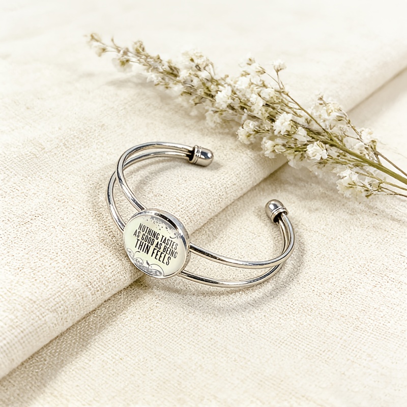 Women's Adjustable Open Bangle with Gemstone Inlay