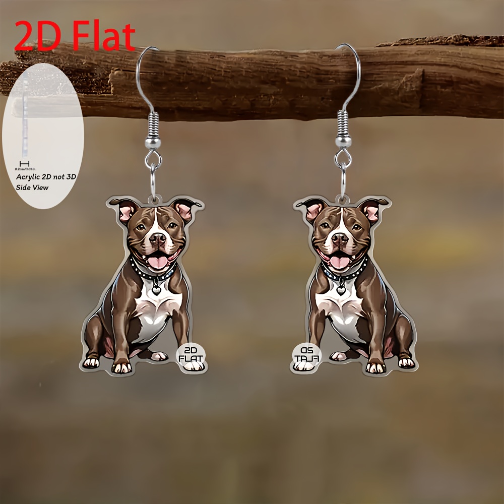TEMU 2d Flat, Bulldog Puppy Earrings - Flat 2d Bulldog Dog Jewelry Suitable For Party Favors, Daily Wear & Gifts For Bulldog Owners - Cute Accessory, 2d Flat