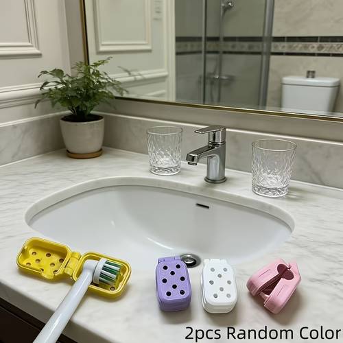 2pcs electric toothbrush head protective cover with ventilation holes can ventilation and drying of the toothbrush head and reduce odor creative and stylish toothbrush head cover random color