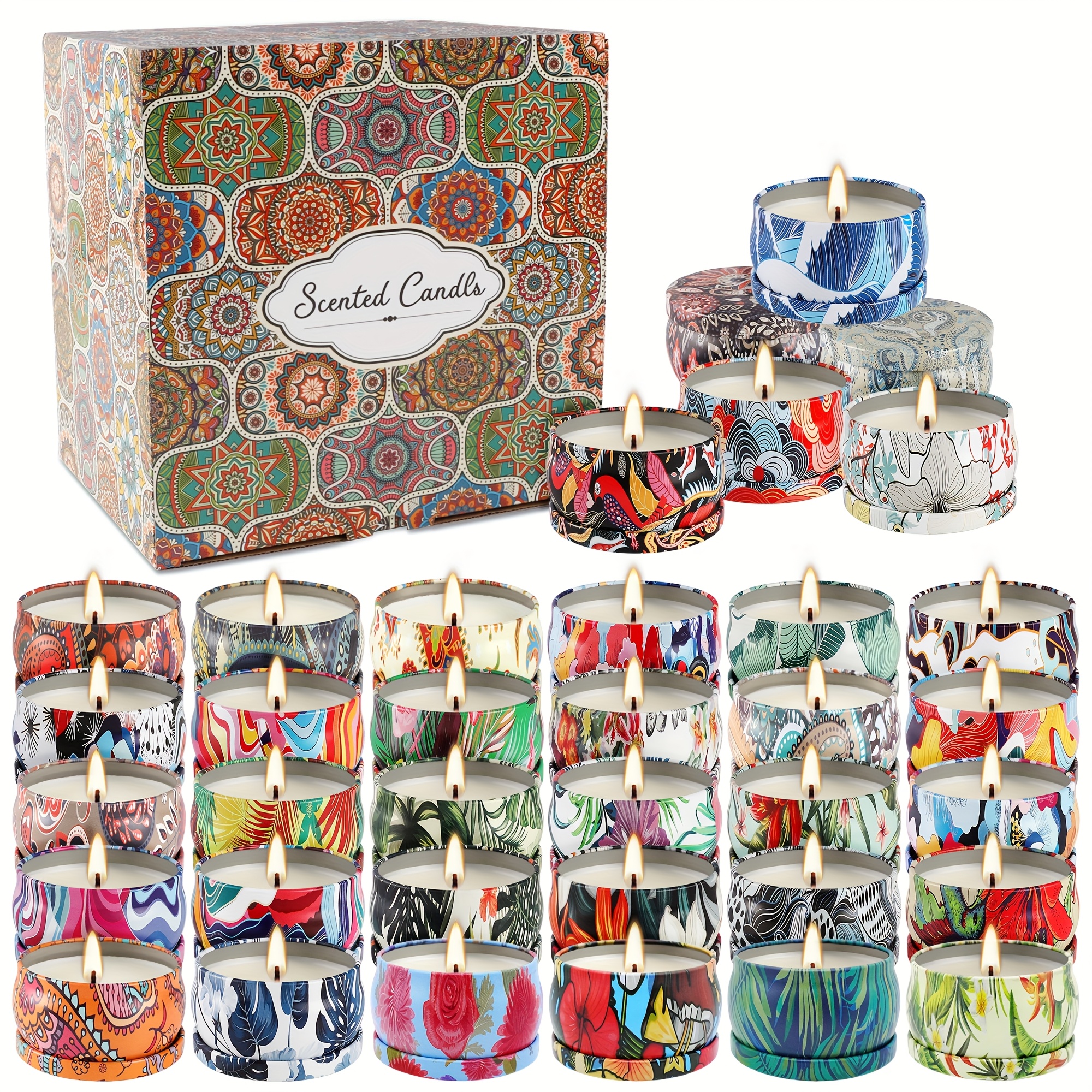 Image of New Listing 36 Floral Cloud Pattern Scented Candles, Women's, Bathing, Yoga, Sleeping, Reading And Other Environments Are A , A Good Gift For Lovers, Relatives