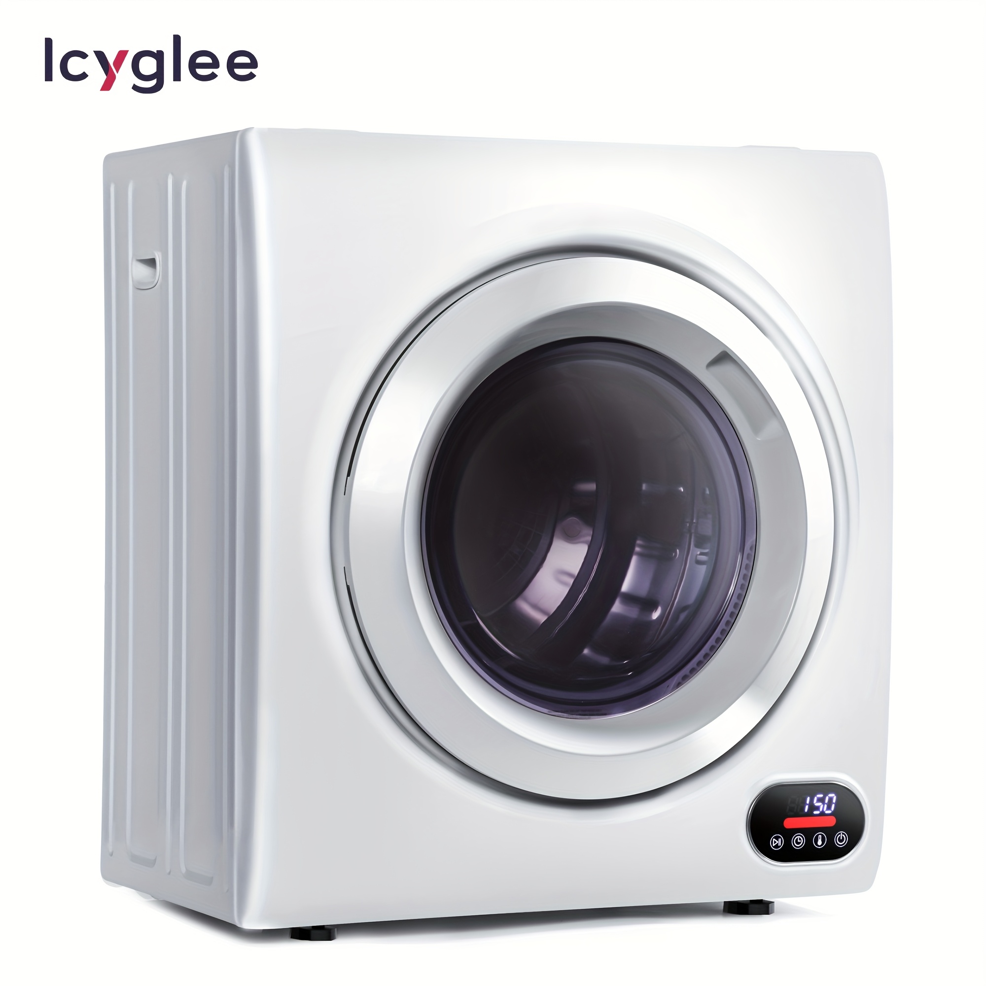 

Icyglee 2.65 Cu Ft Compact Clothes Dryer, Front Stainless Steel Laundry Dryer With Exhaust Vent, 1400w, Four- Portable Dryer With Lcd Control Panel, Ideal For Apartments, Homes, Dorms, White