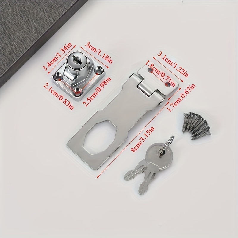 TEMU 1 Ensemble de 3 verrous antivol en acier inoxydable de 3 pouces (comprenant une boucle de verrouillage + 2 clés) - Verrou en métal , adapté aux