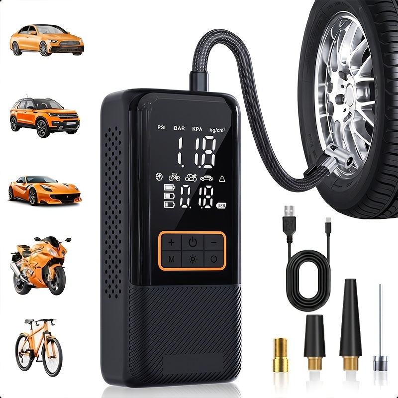 TEMU 2026 New Portable Handheld Air Pump, Wireless Car Air Pump For Sedans, Portable Electric Tire Inflator For Cars, Electric Vehicles, And