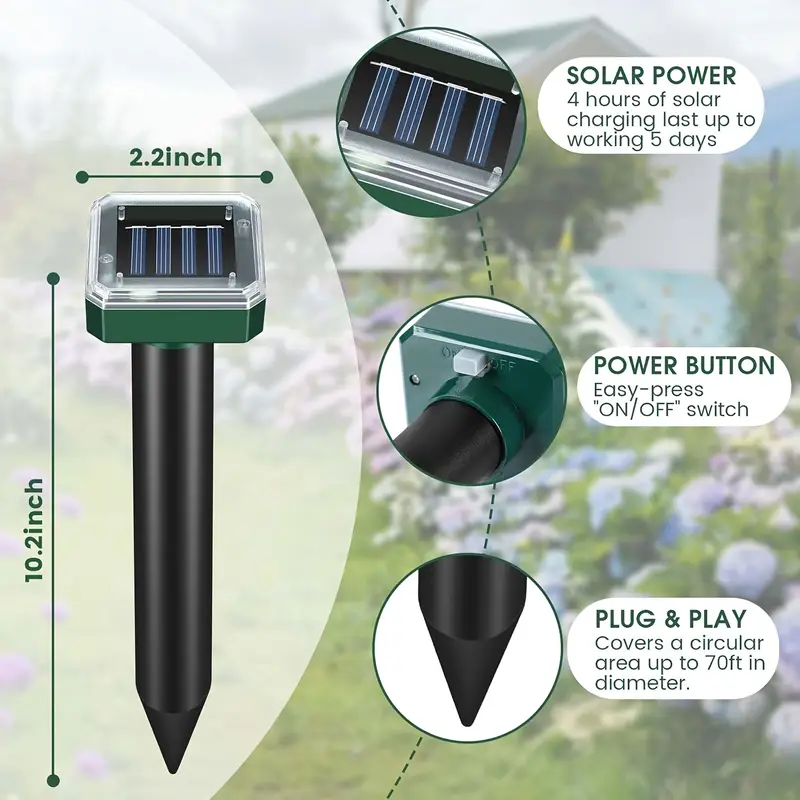 1 4 pack solar ultrasonic animal repellent cat raccoon skunk repellent outdoor with motion detection squirrel deer rabbit deterrent animal repeller for yard lawn garden details 3
