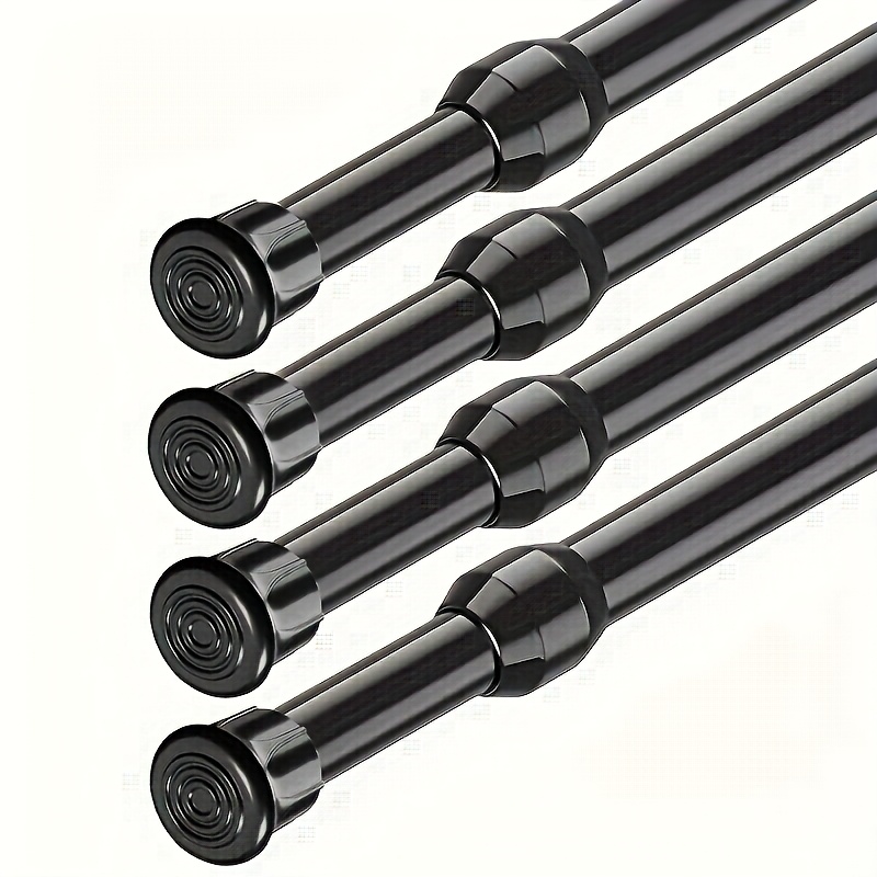 2-Pack Adjustable Spring Tension Curtain Rods | 28-43 Inch No-Drill Rods For Kitchen, Bathroom, Windows - Black