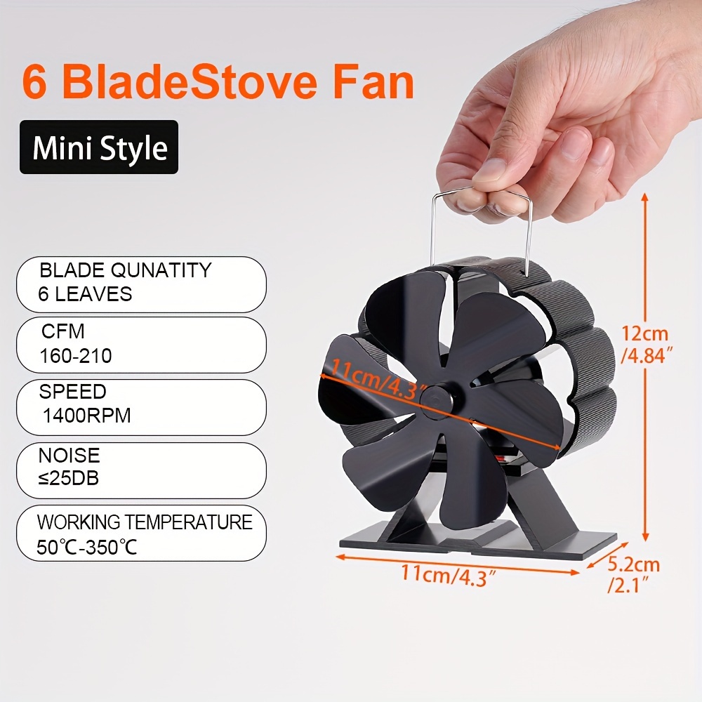 decor heat powered stove fan 6 blade aluminum silent table fan for   portable non electric fireplace accessory with multiple components for indoor heat distribution details 4