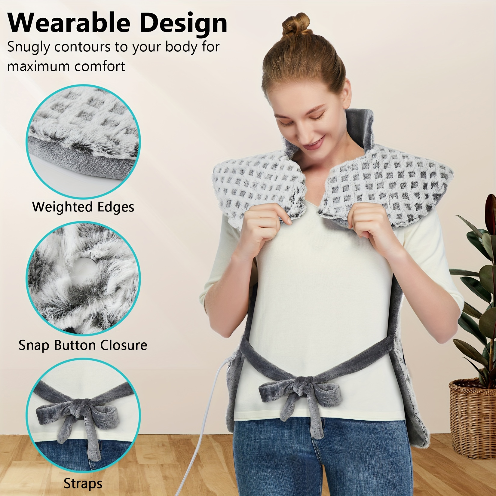 large heating pad with massager 24 x 35 electric heating pad for neck back shoulders with 3 heat levels 3 massage settings 2 hour auto shut off Product details 3