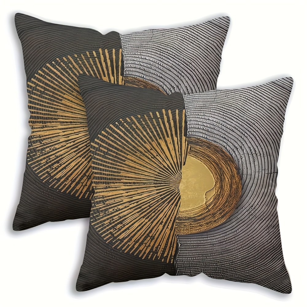 TEMU Set Of 2 Plush Pillow Covers Featuring A Black And White , Printed On Sides. Washable Cases Are Perfect For Decorating , , Sofas, Living Rooms,