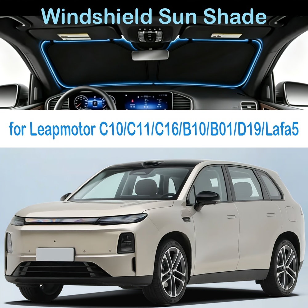 TEMU Windshield Sun Shade For C10/c11/c16/b10/b01/d19/lafa5, Foldable Sun Visor With Storage Bag, Uv Protection & Heat Insulation, Blocks Sunlight
