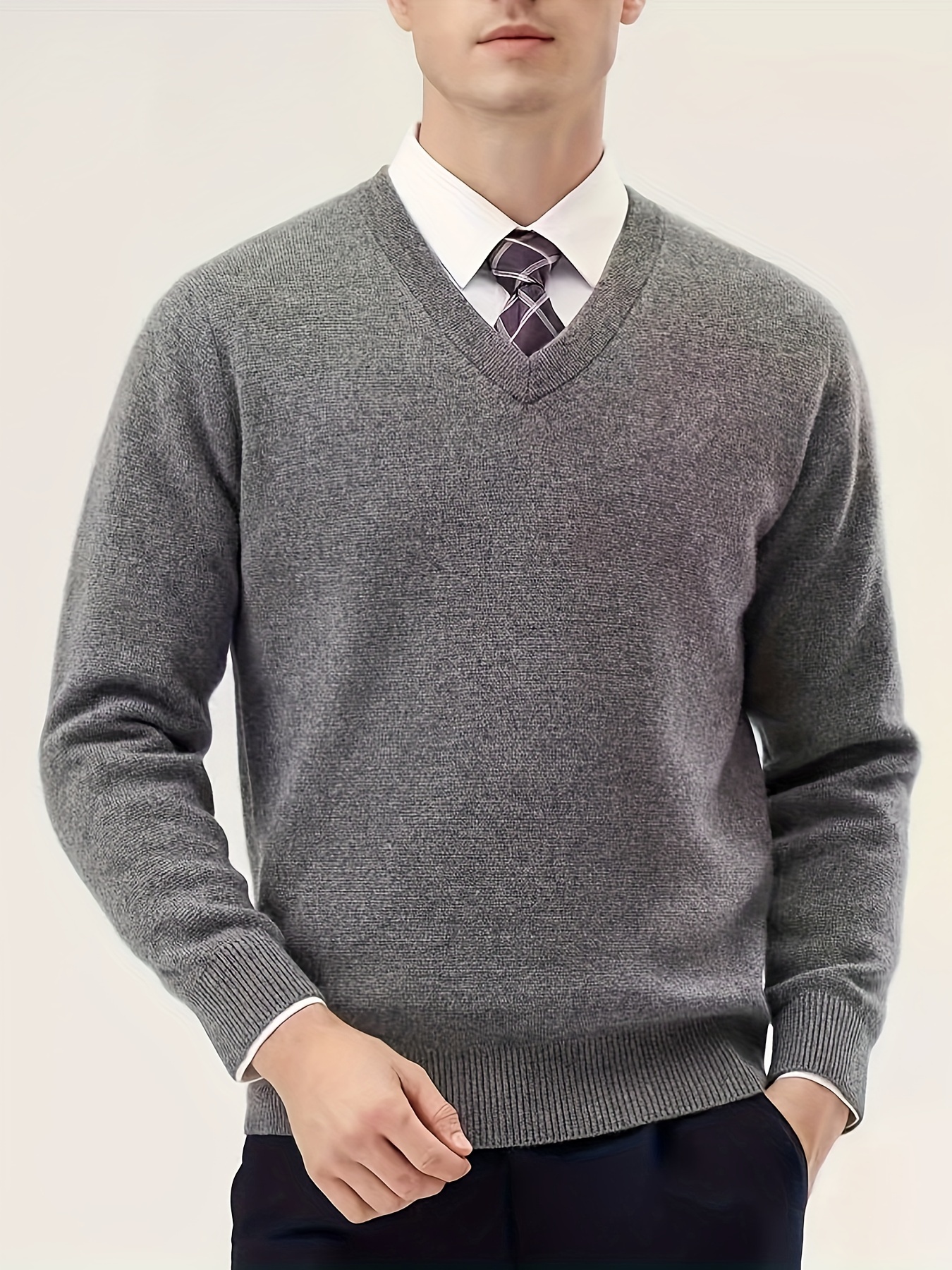 1pc jiang mens thermal knit sweater v neck long sleeve - Temu United Arab  Emirates