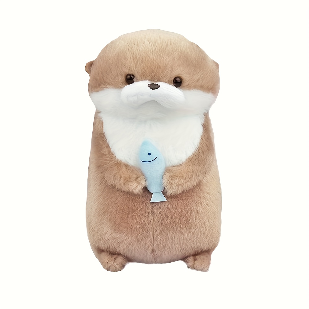 1 2pcs cute otter plush cat toy with fish soft durable and adorable   interactive play with all cats and dogs featuring a lovely cartoon design