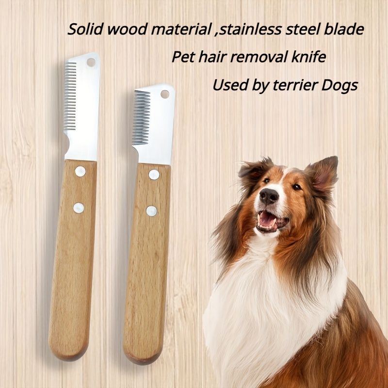 

1pc/2pcs Reusable Dog Grooming Kit, Wooden Handle Dog Hair Removal Comb, Knife Stripper Trimmer, Pet Grooming Supplies