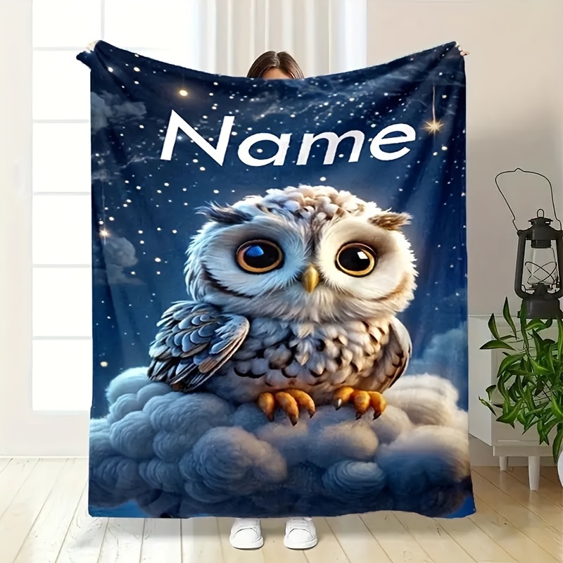 

Owl Flannel Blanket - Personalized, For , Bed, , , , - Washable, ,