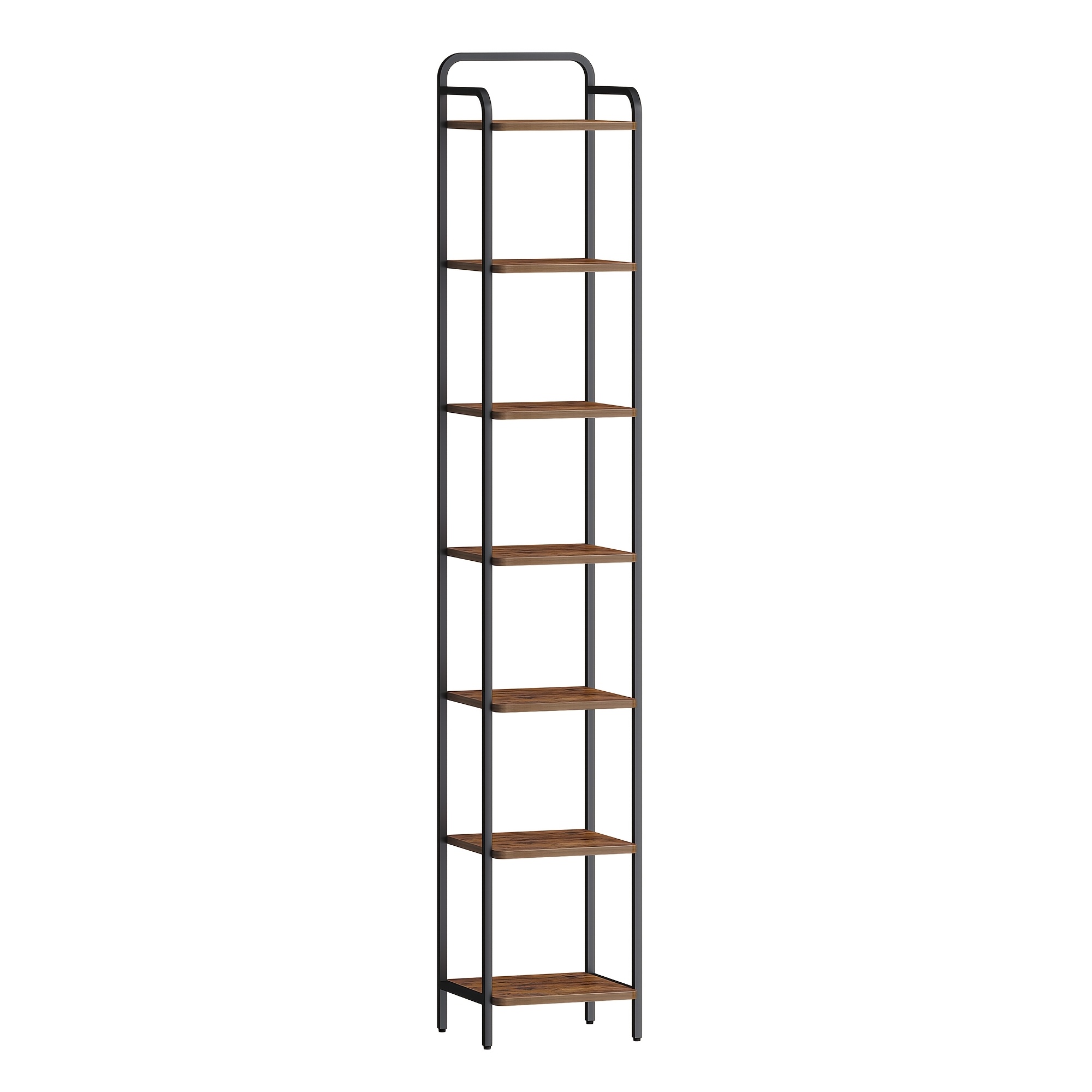 TEMU Bookcase, Shelf, Standing Shelf, Slim Bookcase, Industrial Corner Shelf, Slim Shelf For Home Office, Living Room, Bedroom, Kitchen, 7 Tiers,
