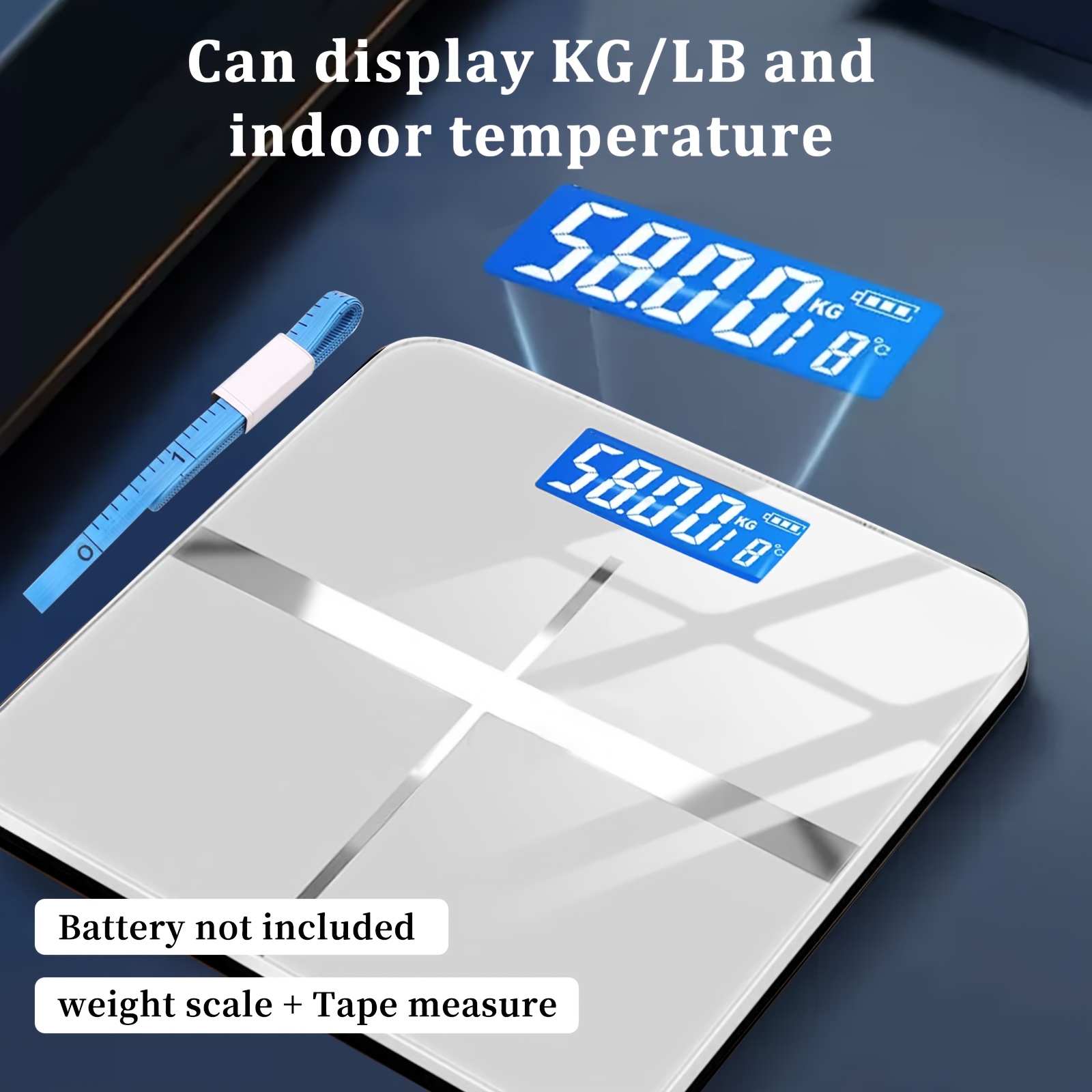 A Weighing Scale with a Capacity of 396 Pounds/ 180 Kilograms Equipped with an LED Backlit Display Screen and Tempered Glass, Designed Specifically for Personal Weighing. This Compact Scale Is Suitable for Home and Fitness Use, and Is an Ideal Choice - Image 7