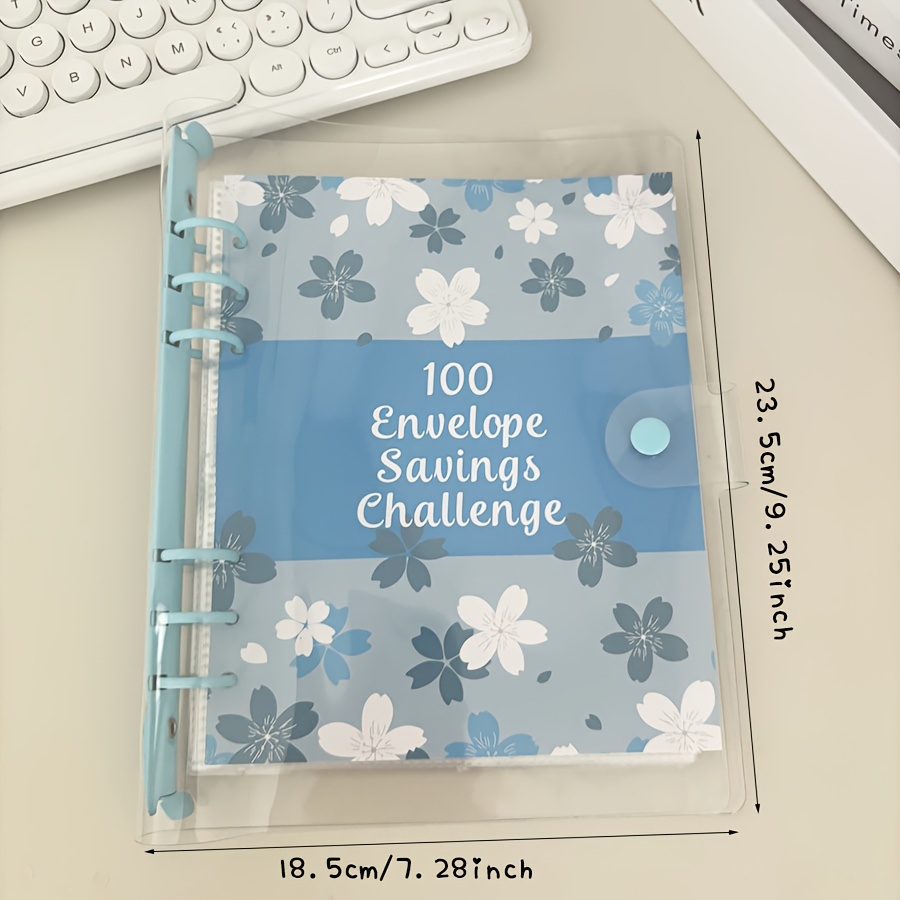TEMU Libro de de de Sobres de 100 Días, A5 Flor 25 Hojas 100 Bolsillos Fundas, Organizador de Libro de Recopilación de Presupuesto