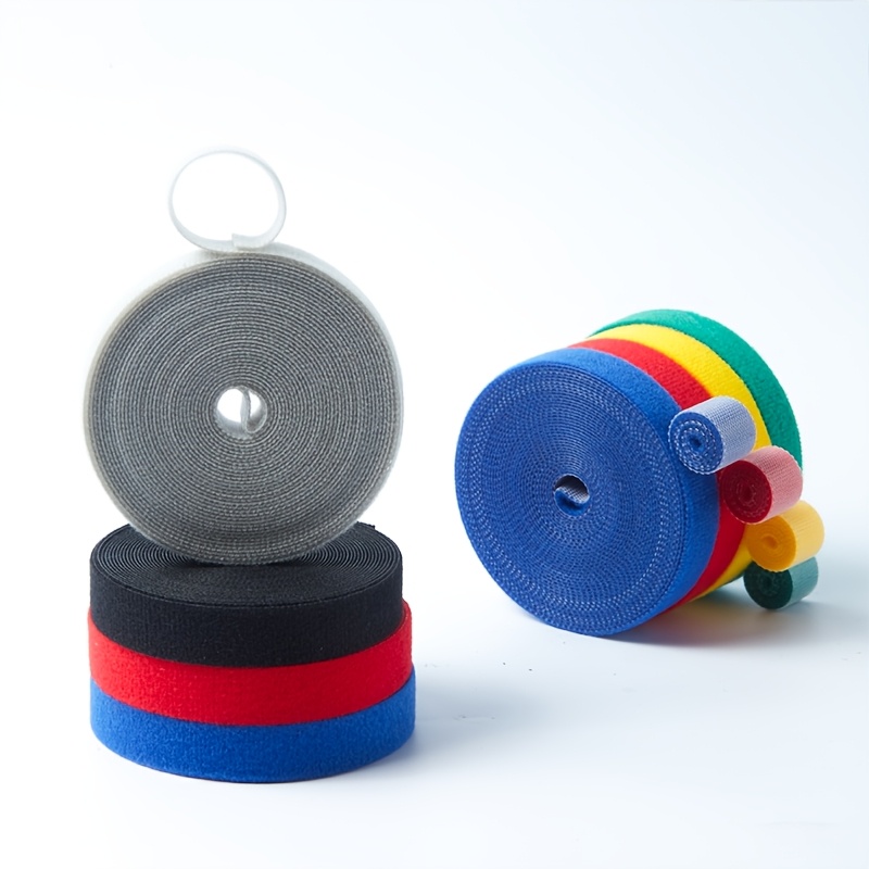 Multi-Coloured Reusable Hook and Loop Cable Ties, 100pcs