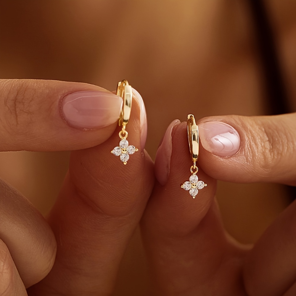 TEMU Boucles d'oreilles exquises pour femme avec incrustation de synthétique de à , boucles d'oreilles brillantes et élégantes pour femme, boucles