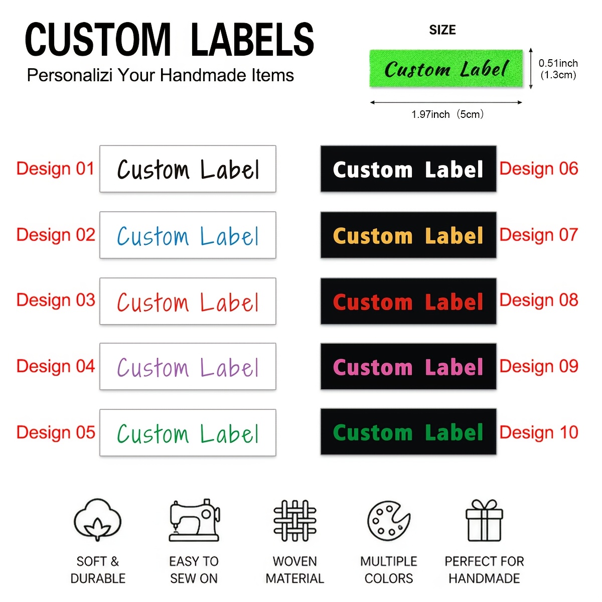 TEMU Custom Personalized Clothing Labels Iron On & Sew On, Custom Name Tags For Clothes & Bags, Machine Washable Fade-resistant Fabric Labels For