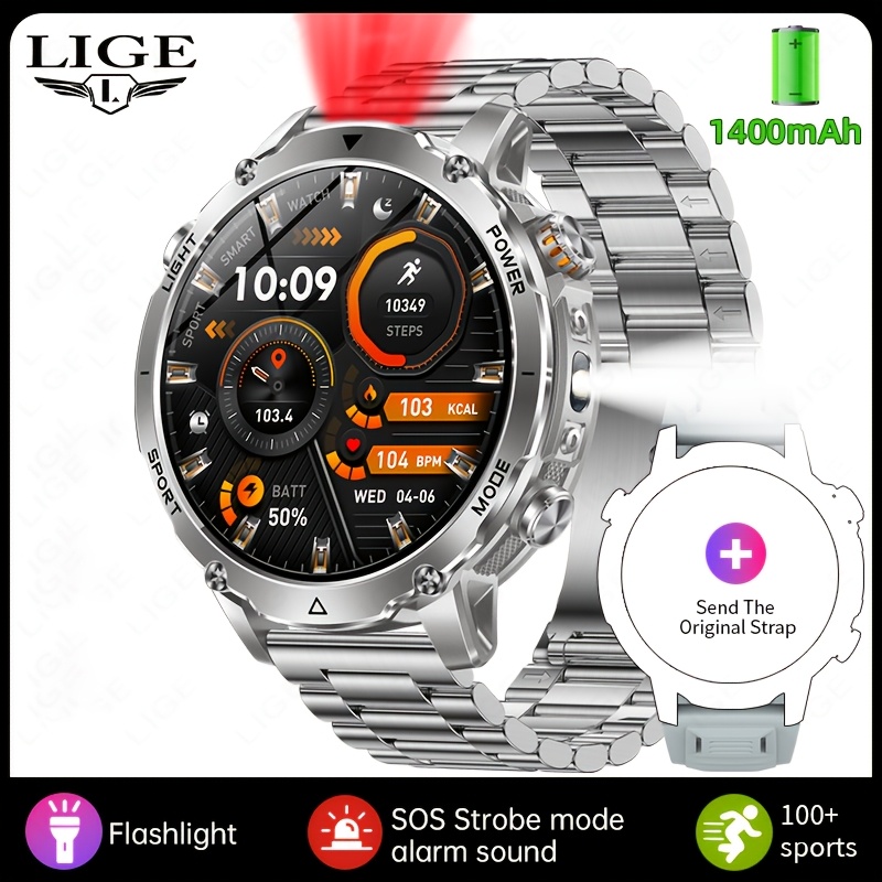 Image of Lige Watch, 120 , 1400mah Large-capacity Battery, Wireless Calling, Two-color Led Flashlight, 200+ Watch Faces, , Compatible With Iphone And , Fitness Watch, Watch, Birthday Gift