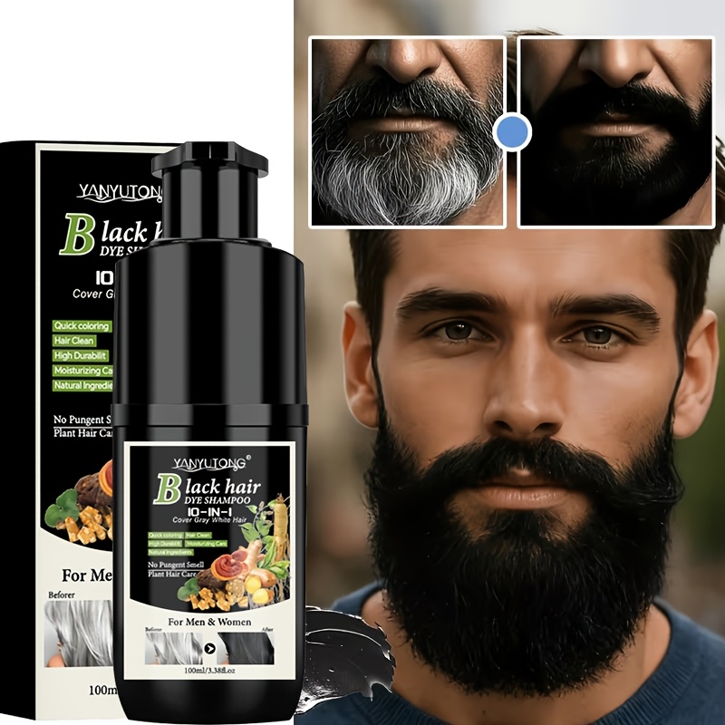 100ml Dual-tube Hair Dye Shampoo, Quickly Covers Gray Hair, Beards, And Hair, Men's Beard And Hair Dye Shampoo, A More Convenient Beard Dyeing Solution, Covers Gray Hair, Long-lasting Beard Dye