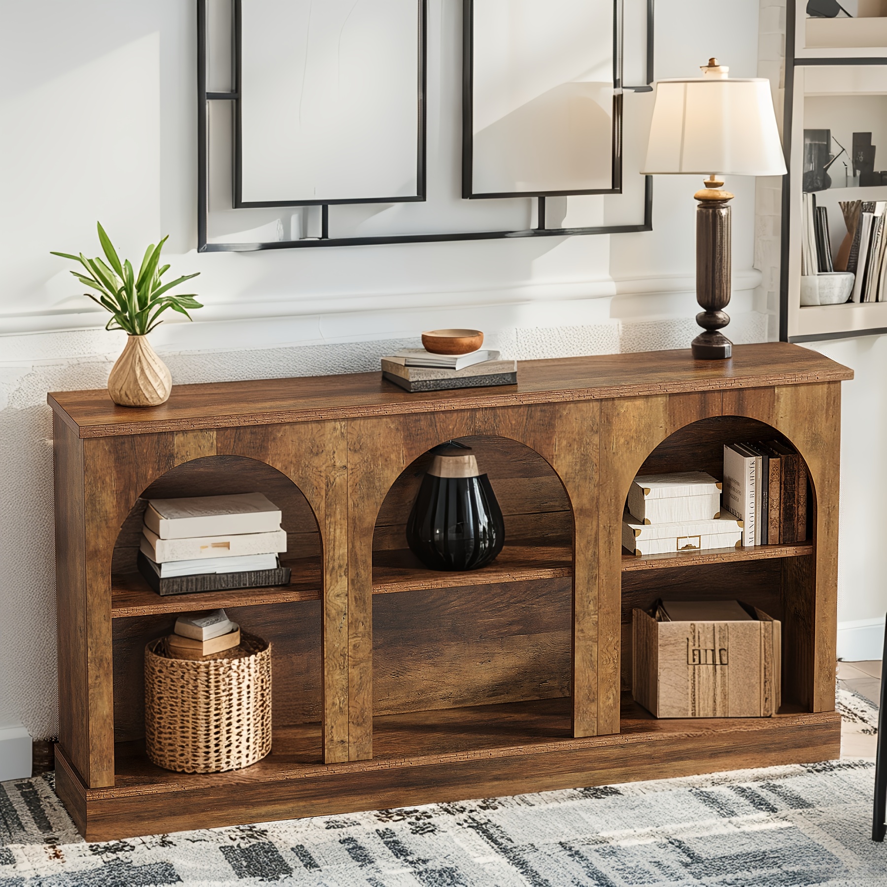 Console Table Measuring 62.99 Inches, Perfect As A Sofa Table Behind A Couch, An Entryway Table, Or A Farmhouse Tv Stand With Storage, Designed For An Industrial-style Entrance