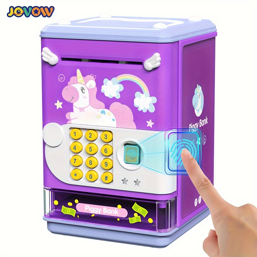 

Jovow, Children's Piggy Bank Toy, Purple Mini Piggy Bank With Sound And Music, Electronic Password Lock, Simulated Fingerprint Unlocking, Creative Gift, Christmas And Birthday Gift, Without Battery