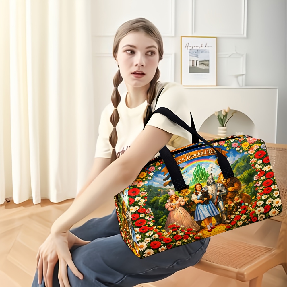 TEMU 1pc, Warner . Of Oz Themed Large-capacity Travel Tote Bag, Large Short-distance Travel Bag, Comfortable Gym Sports Bag, Stylish Weekend Shoulder