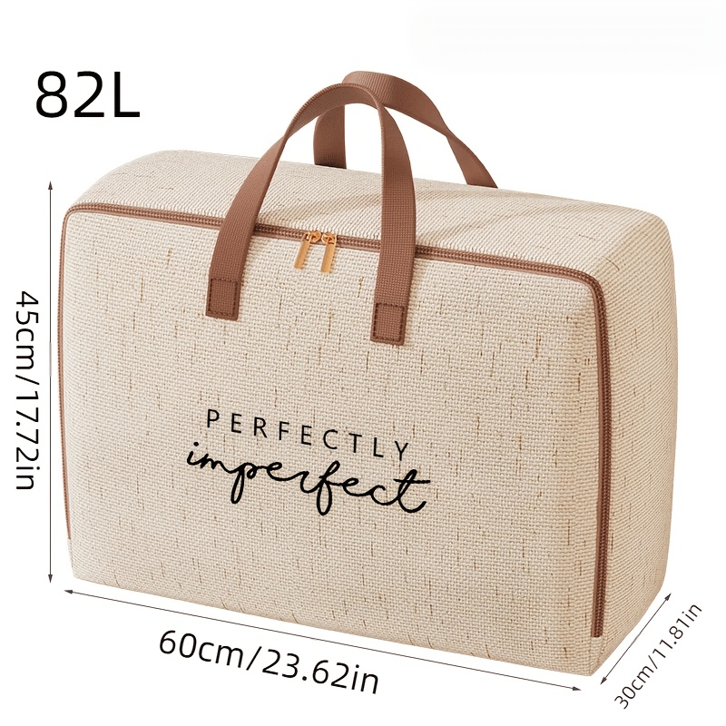 TEMU 1pc Bolsa de Almacenamiento Extra Grande Beige con Estampado Perfectamente , Bolsa de Mudanza con y Cremallera, Bolsa Multifuncional Adecuada