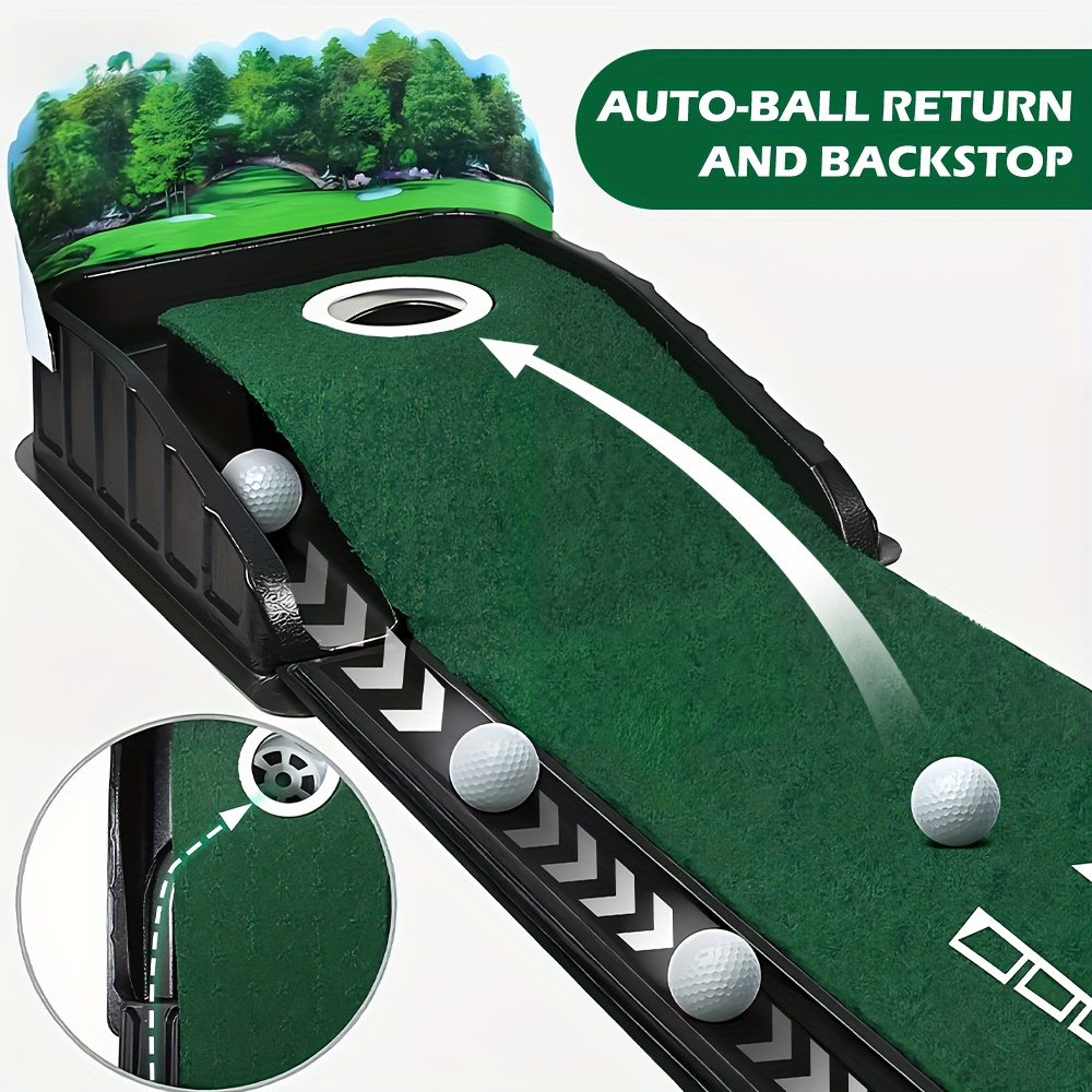 TEMU 8-foot Portable Golf Putting Mat With Alignment Guide - Indoor/ Green - Realistic Course Feel - Compact & Lightweight For Home, Office, Travel -