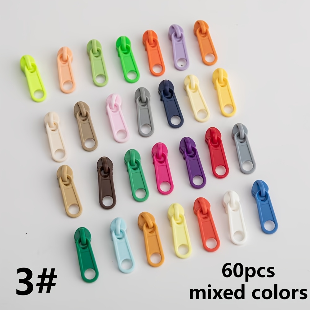 TEMU 60pcs Macaron Colored Plastic Zipper Pulls, Universal No-sew Replacement Sliders For Size 3 And Size 5 Zippers. For Sewing Or Tools,