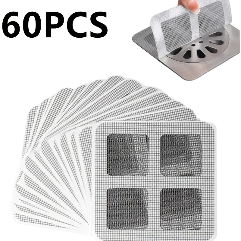 60pcs mesh bathroom sink filters toilet drain strainers kitchen anti clogging and insect proof self   floor drain stickers