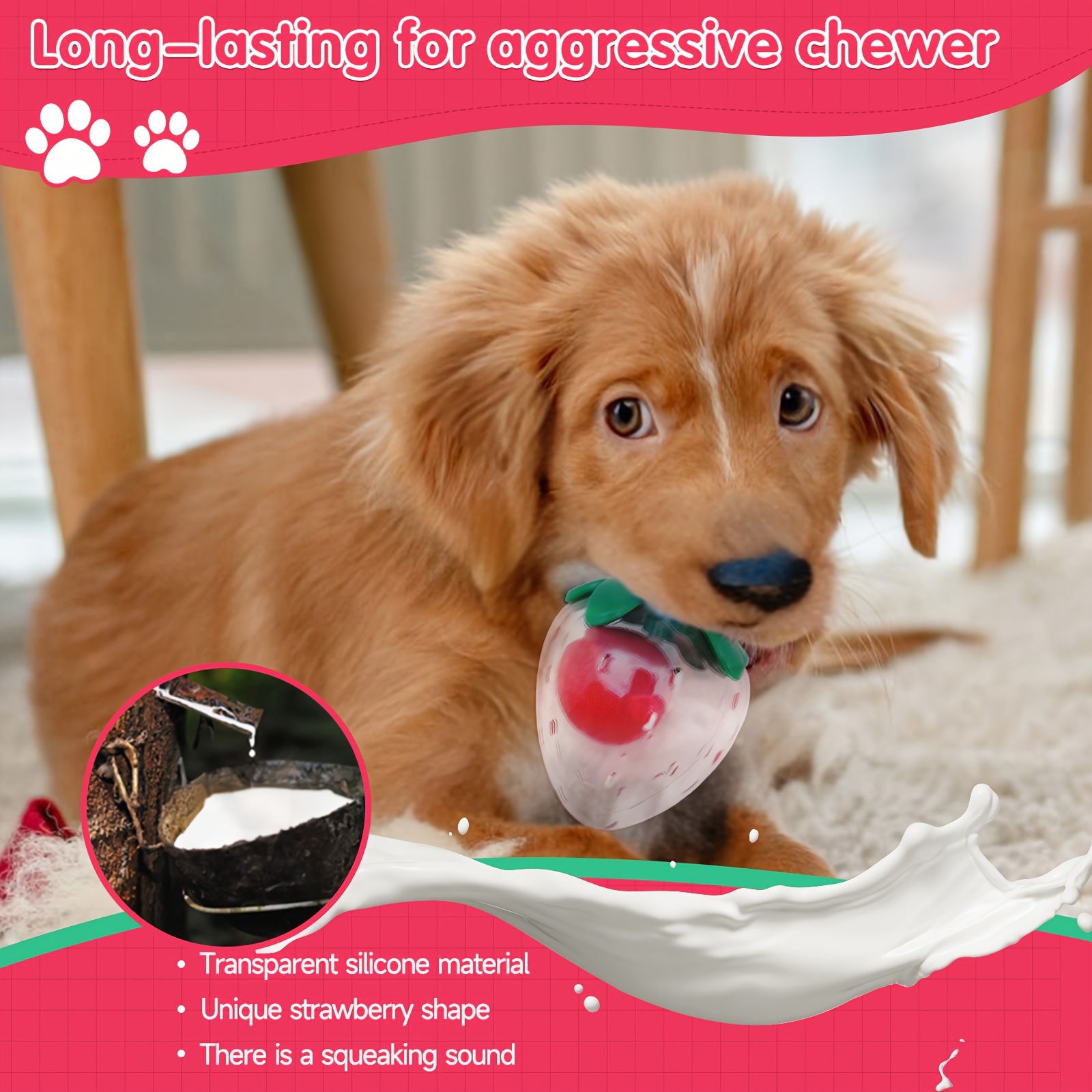 Strawberry-Shaped Pet Toy with Squeaky Ball Inside
